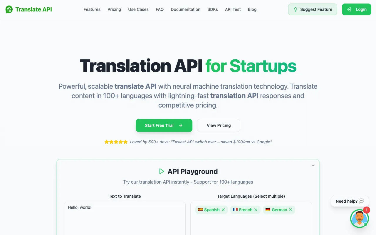 Translate API 官网预览