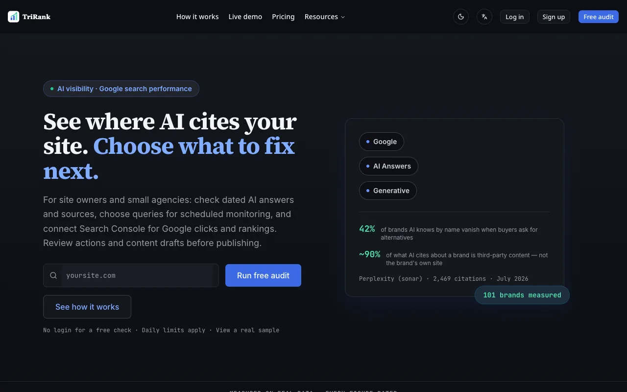 Preview of the TriRank website