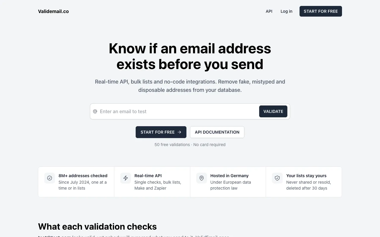 Validemail.co 官网预览