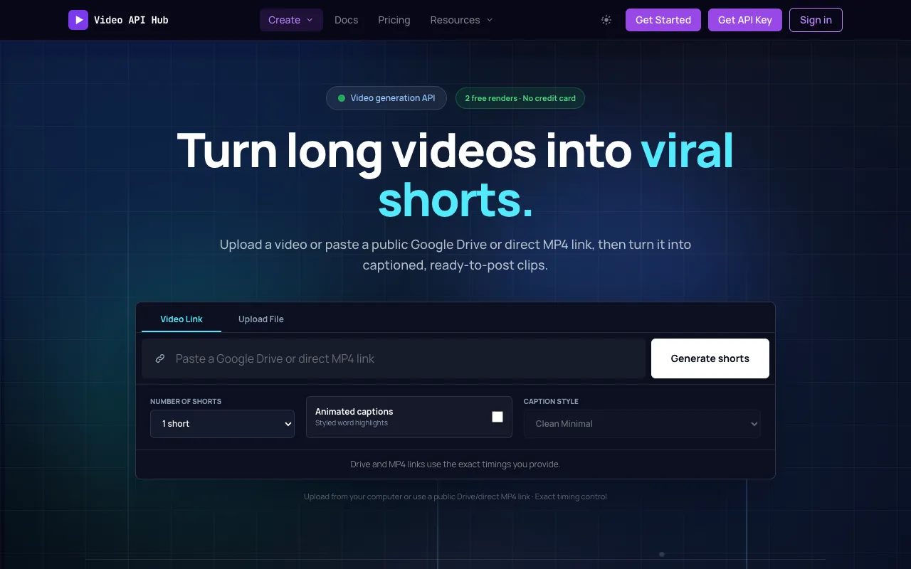 Video API Hub 官网预览