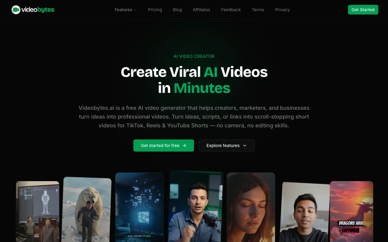 Videobytes.ai 官网预览