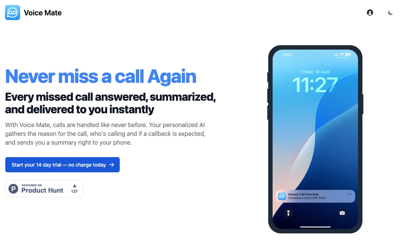 Preview of the Voice Mate website