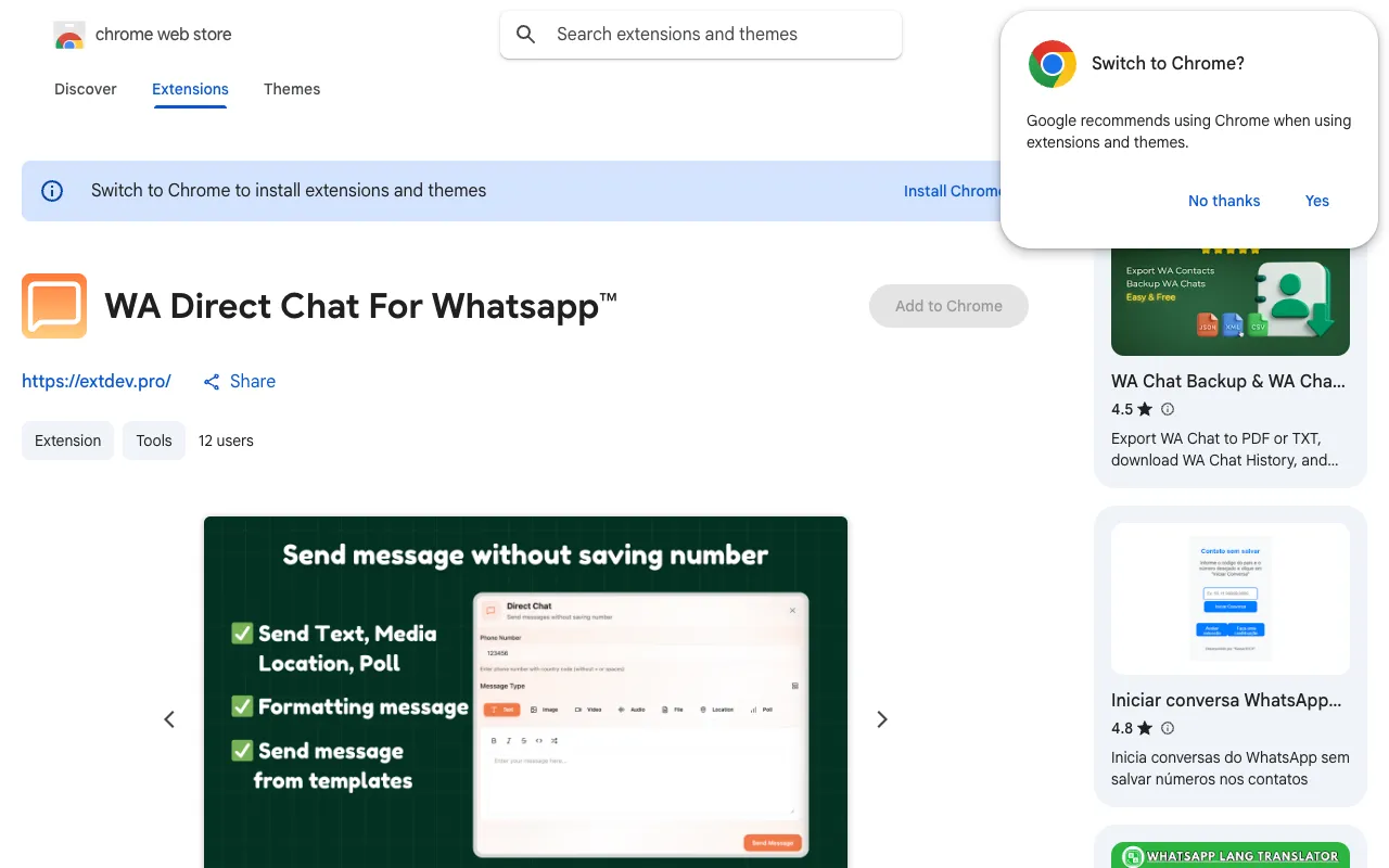 WA Direct Chat For Whatsapp™ 官网预览