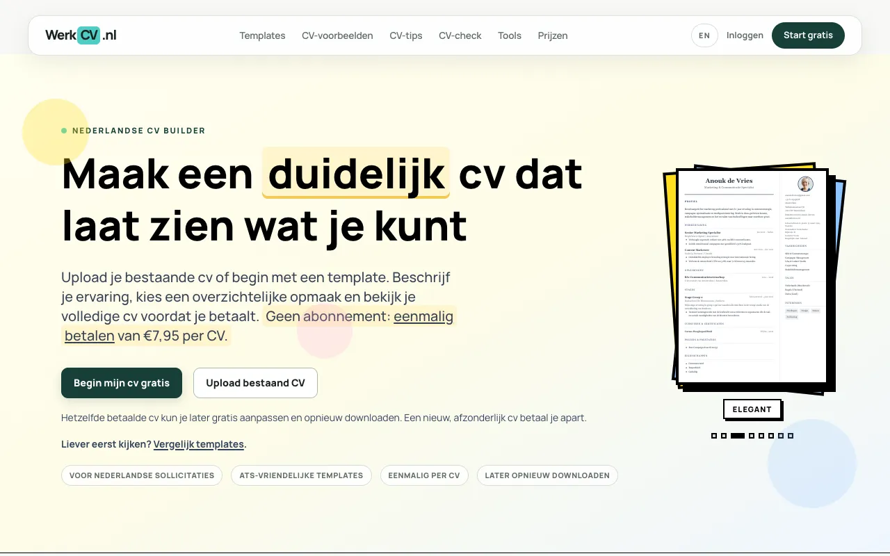 WerkCV homepage preview