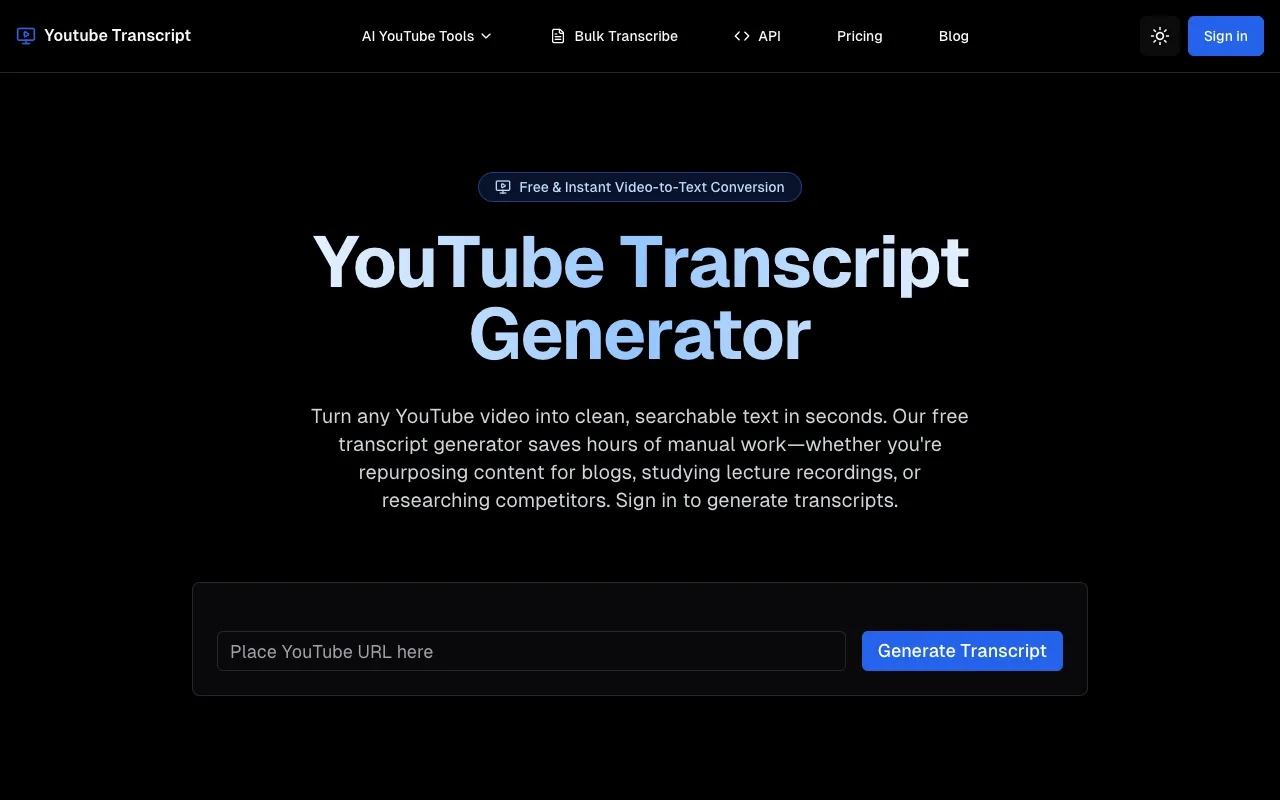 Youtube Transcript 官网预览